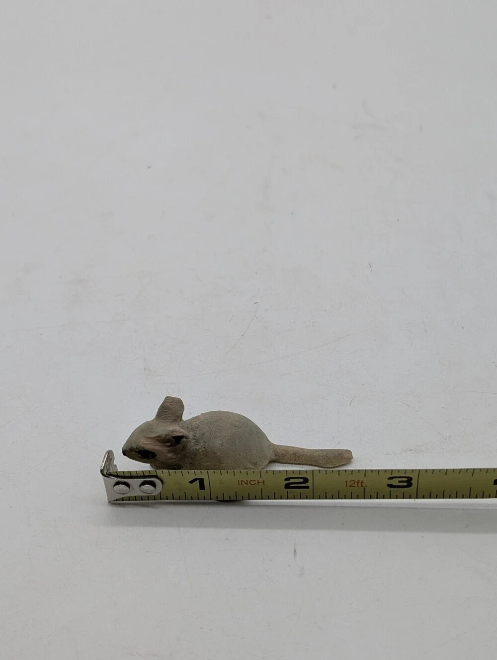 Vintage 1980s Miniature Hand-Carved Wood Chipmunk Mouse Figurine